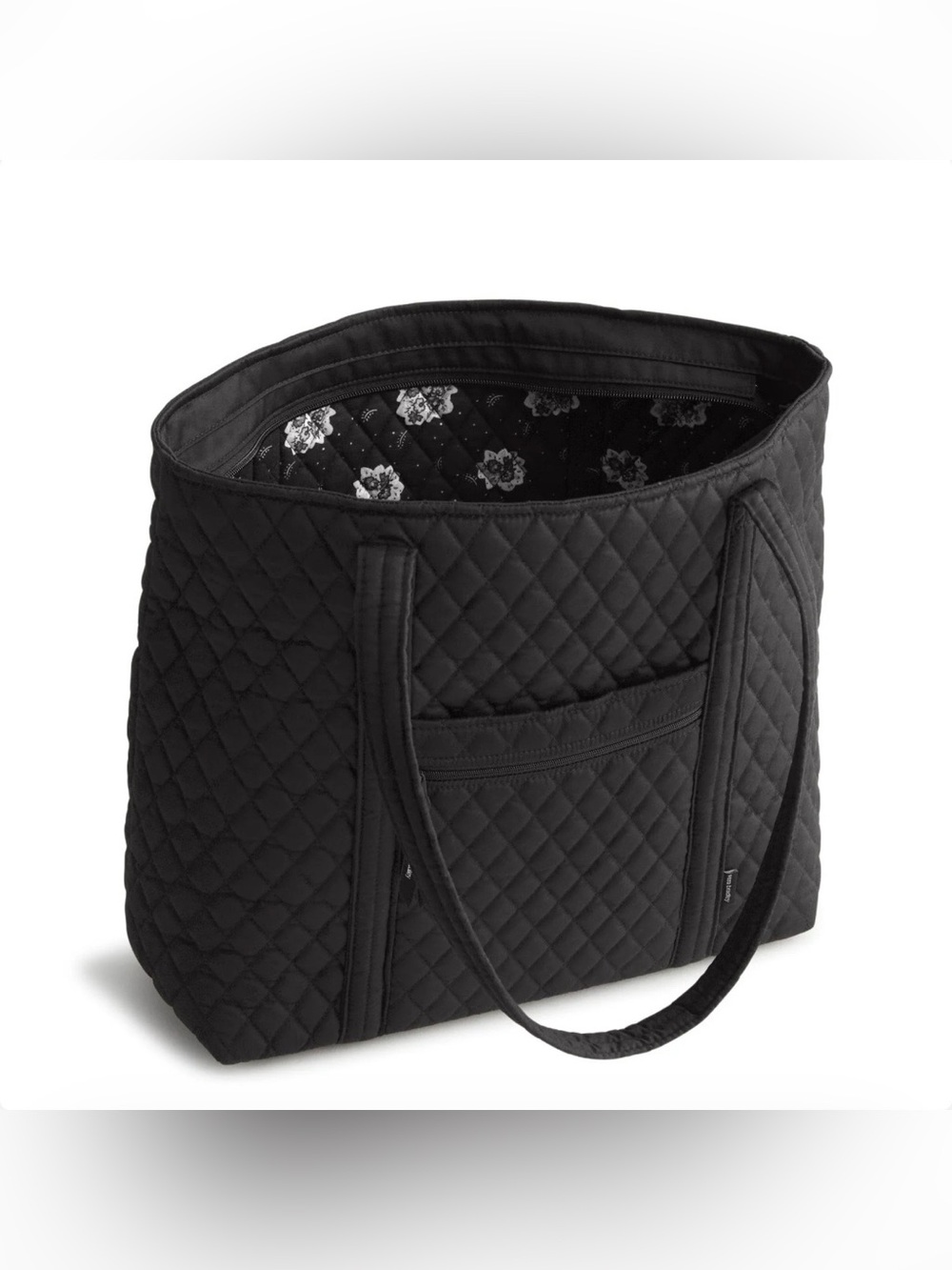Vera Bradley Black Quilted Tote with Floral Interior